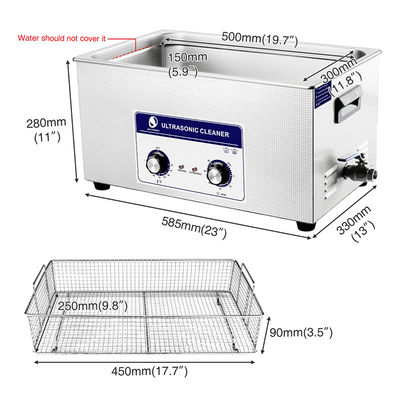 Portamaletas 22L calefacción mecánica SCCP del limpiador ultrasónico del baño de 5,8 galones