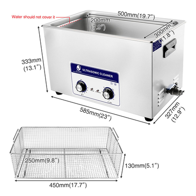 Limpiador ultrasónico rugoso durable mecánico 30L 500W del baño para las piezas de automóvil de Sonicator